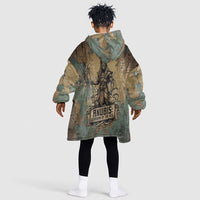 Anubis Kid Wearable Blanket Hoodie Ancient Egyptian Aged Papyrus, Scales of Justice, and Egyptian Hieroglyph - Wonder Print Shop