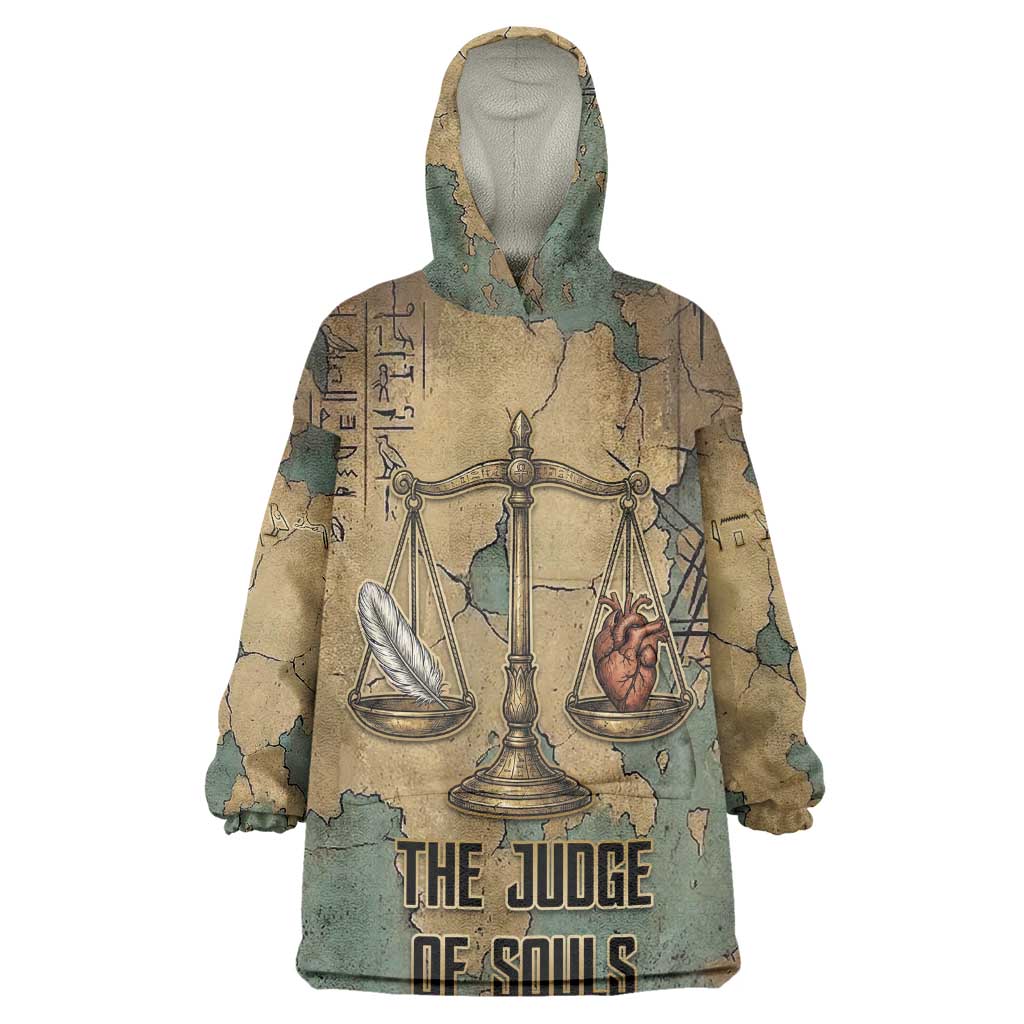 Anubis Kid Wearable Blanket Hoodie Ancient Egyptian Aged Papyrus, Scales of Justice, and Egyptian Hieroglyph - Wonder Print Shop