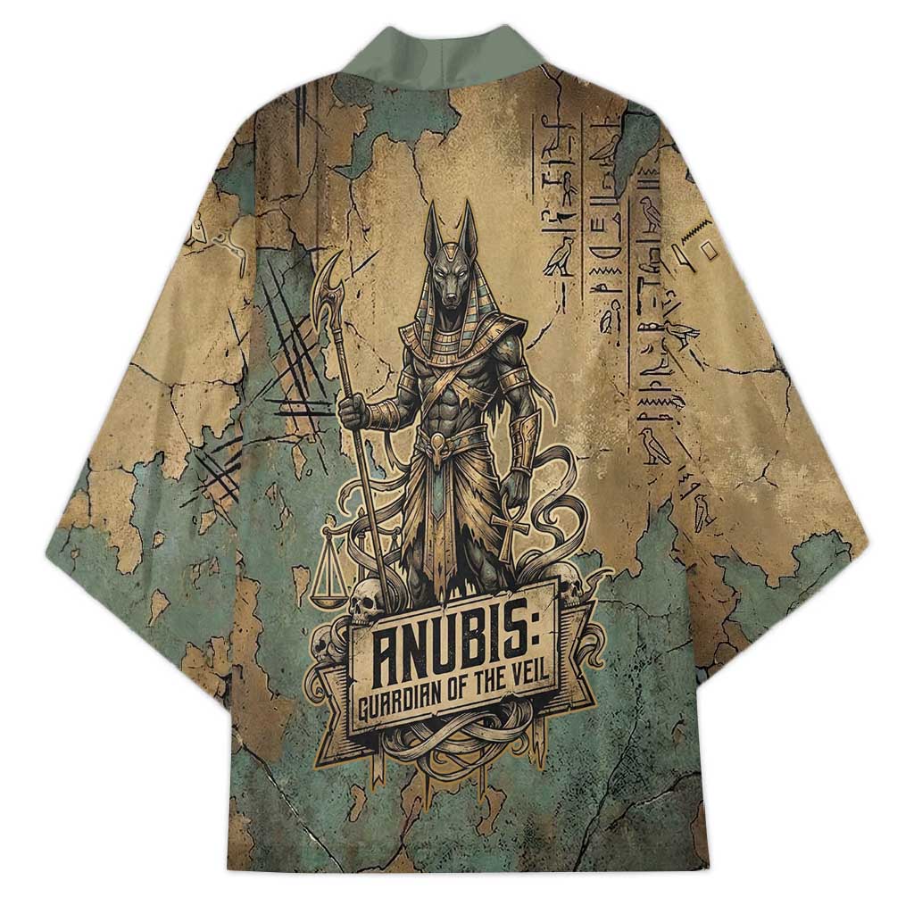 Anubis Kimono Ancient Egyptian Aged Papyrus, Scales of Justice, and Egyptian Hieroglyph - Wonder Print Shop