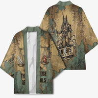Anubis Kimono Ancient Egyptian Aged Papyrus, Scales of Justice, and Egyptian Hieroglyph - Wonder Print Shop