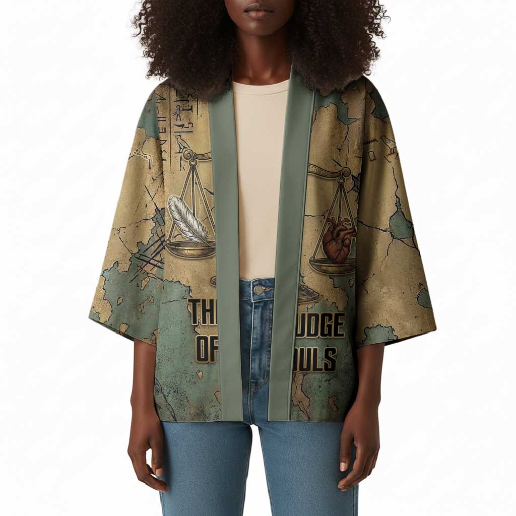 Anubis Kimono Ancient Egyptian Aged Papyrus, Scales of Justice, and Egyptian Hieroglyph - Wonder Print Shop