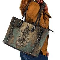 Anubis Leather Tote Bag Ancient Egyptian Aged Papyrus, Scales of Justice, and Egyptian Hieroglyph - Wonder Print Shop
