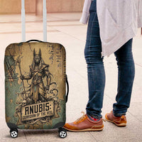 Anubis Luggage Cover Ancient Egyptian Aged Papyrus, Scales of Justice, and Egyptian Hieroglyph - Wonder Print Shop