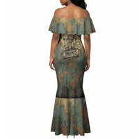 Anubis Mermaid Dress Ancient Egyptian Aged Papyrus, Scales of Justice, and Egyptian Hieroglyph - Wonder Print Shop