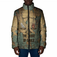 Anubis Padded Jacket Ancient Egyptian Aged Papyrus, Scales of Justice, and Egyptian Hieroglyph - Wonder Print Shop