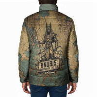 Anubis Padded Jacket Ancient Egyptian Aged Papyrus, Scales of Justice, and Egyptian Hieroglyph - Wonder Print Shop