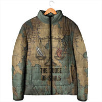 Anubis Padded Jacket Ancient Egyptian Aged Papyrus, Scales of Justice, and Egyptian Hieroglyph - Wonder Print Shop