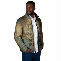 Anubis Padded Jacket Ancient Egyptian Aged Papyrus, Scales of Justice, and Egyptian Hieroglyph - Wonder Print Shop