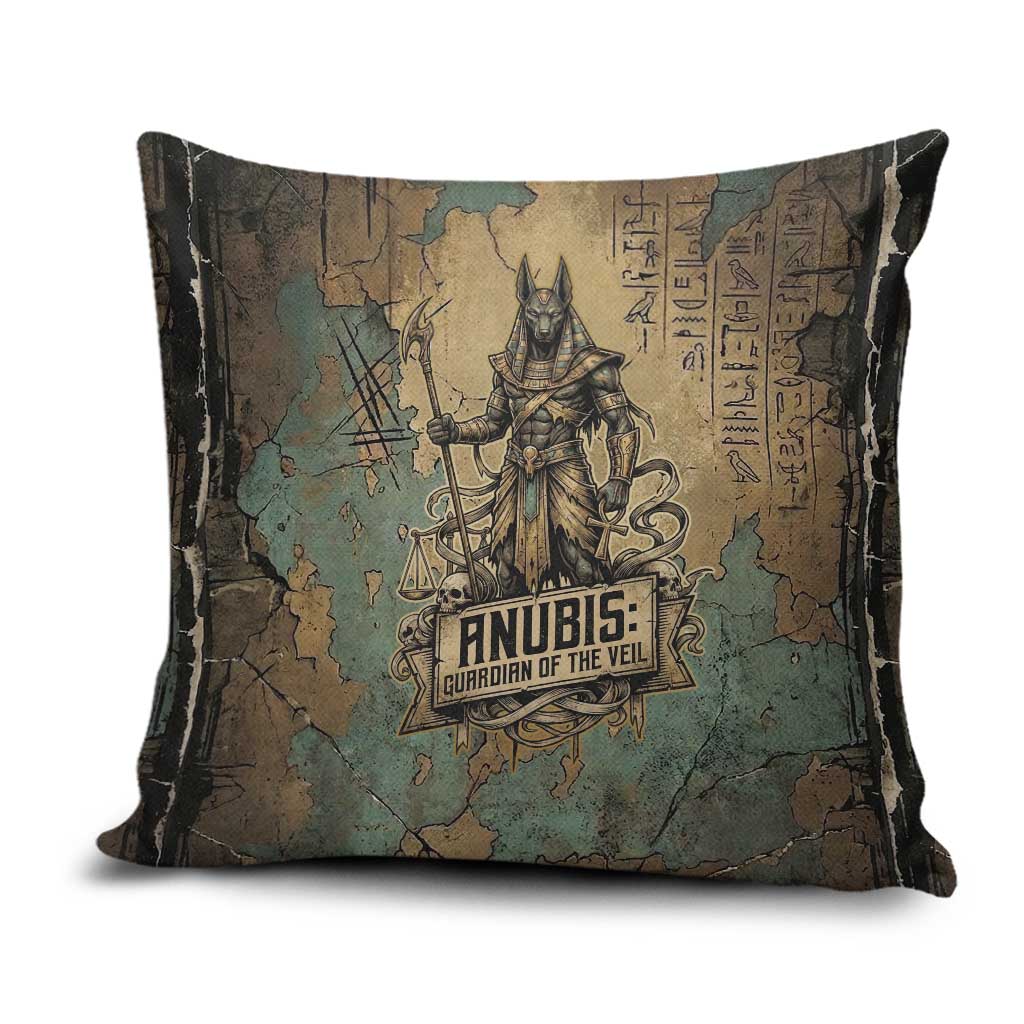 Anubis Pillow Cover Ancient Egyptian Aged Papyrus, Scales of Justice, and Egyptian Hieroglyph - Wonder Print Shop