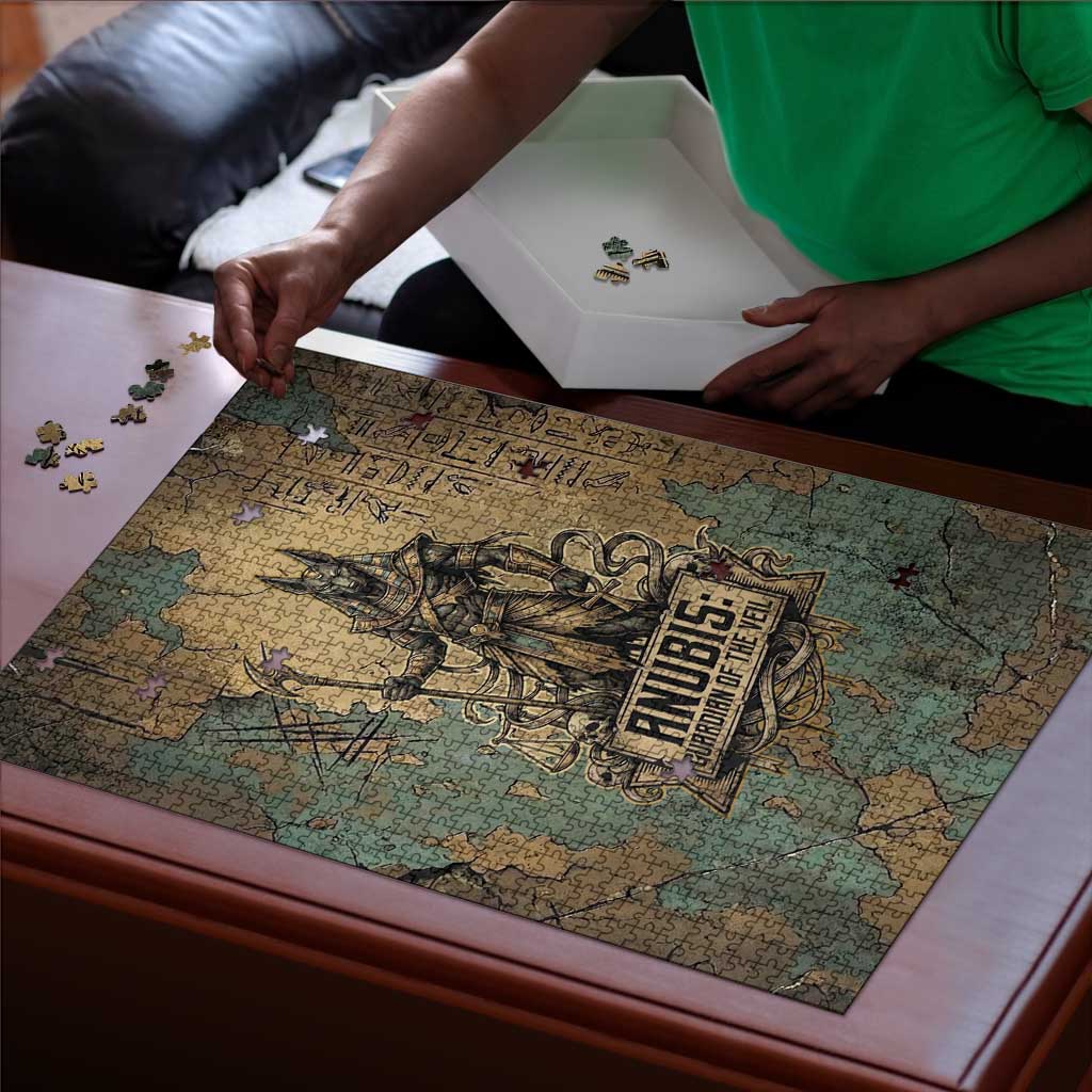 Anubis Puzzle Ancient Egyptian Aged Papyrus, Scales of Justice, and Egyptian Hieroglyph - Wonder Print Shop