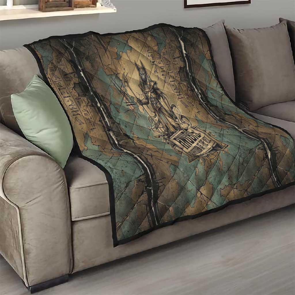 Anubis Quilt Ancient Egyptian Aged Papyrus, Scales of Justice, and Egyptian Hieroglyph - Wonder Print Shop
