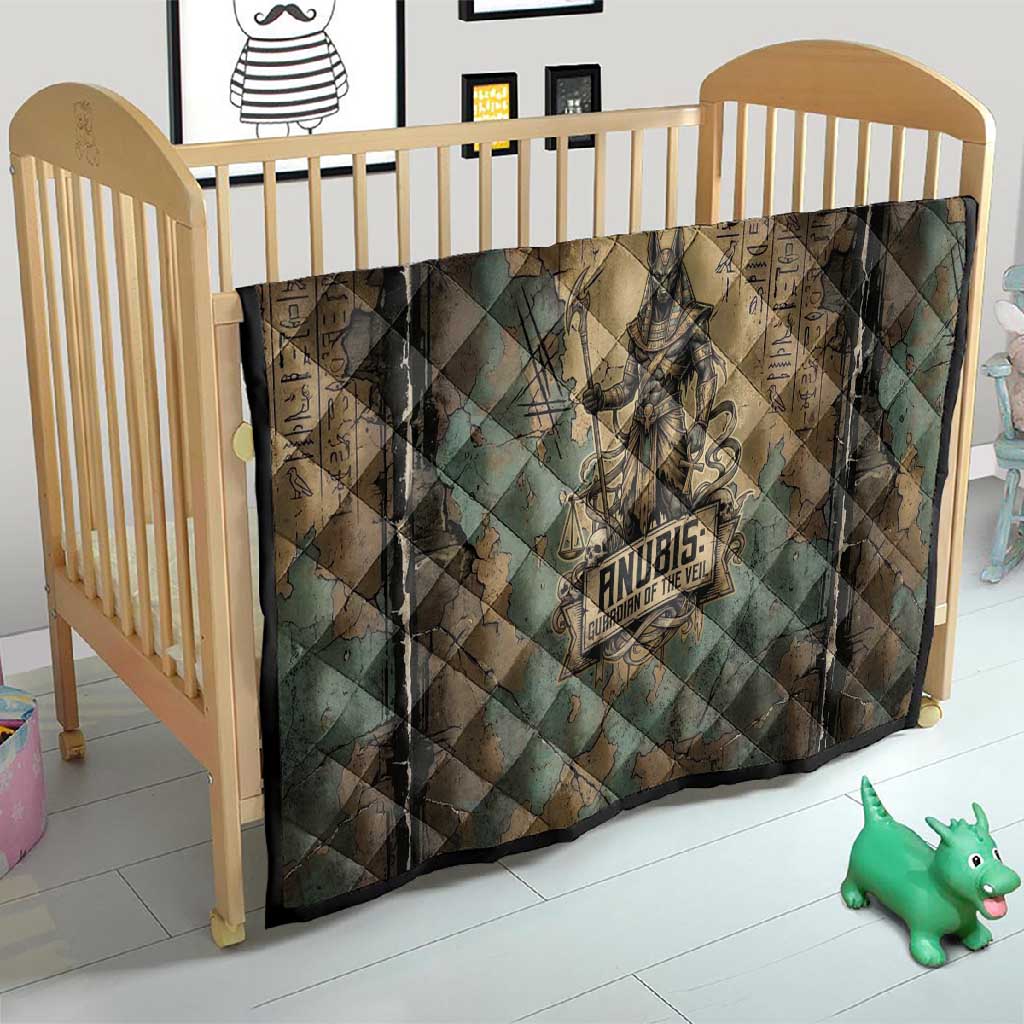Anubis Quilt Ancient Egyptian Aged Papyrus, Scales of Justice, and Egyptian Hieroglyph - Wonder Print Shop