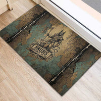 Anubis Rubber Doormat Ancient Egyptian Aged Papyrus, Scales of Justice, and Egyptian Hieroglyph - Wonder Print Shop