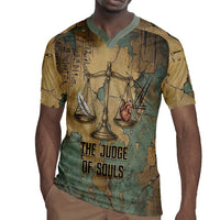 Anubis Rugby Jersey Ancient Egyptian Aged Papyrus, Scales of Justice, and Egyptian Hieroglyph - Wonder Print Shop