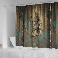 Anubis Shower Curtain Ancient Egyptian Aged Papyrus, Scales of Justice, and Egyptian Hieroglyph - Wonder Print Shop