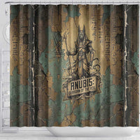 Anubis Shower Curtain Ancient Egyptian Aged Papyrus, Scales of Justice, and Egyptian Hieroglyph - Wonder Print Shop
