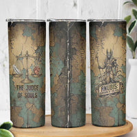 Anubis Skinny Tumbler Ancient Egyptian Aged Papyrus, Scales of Justice, and Egyptian Hieroglyph - Wonder Print Shop