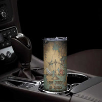 Anubis Skinny Tumbler Ancient Egyptian Aged Papyrus, Scales of Justice, and Egyptian Hieroglyph - Wonder Print Shop
