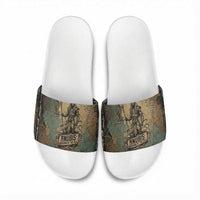 Anubis Slide Sandals Ancient Egyptian Aged Papyrus, Scales of Justice, and Egyptian Hieroglyph - Wonder Print Shop