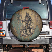 Anubis Spare Tire Cover Ancient Egyptian Aged Papyrus, Scales of Justice, and Egyptian Hieroglyph - Wonder Print Shop