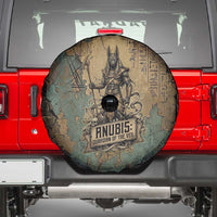 Anubis Spare Tire Cover Ancient Egyptian Aged Papyrus, Scales of Justice, and Egyptian Hieroglyph - Wonder Print Shop