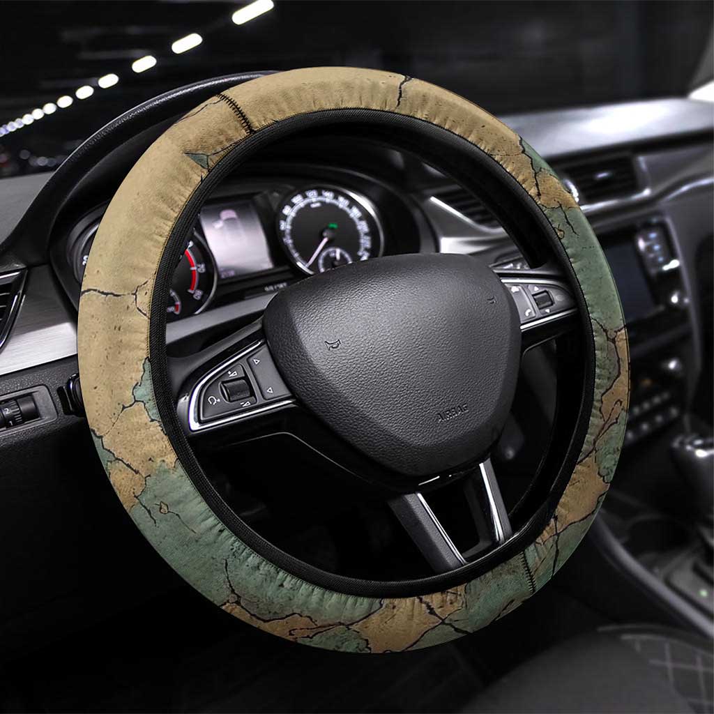 Anubis Steering Wheel Cover Ancient Egyptian Aged Papyrus, Scales of Justice, and Egyptian Hieroglyph - Wonder Print Shop