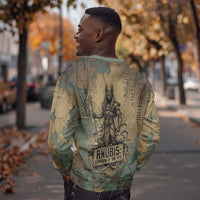 Anubis Sweatshirt Ancient Egyptian Aged Papyrus, Scales of Justice, and Egyptian Hieroglyph - Wonder Print Shop