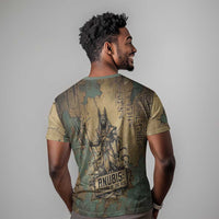 Anubis T shirt Ancient Egyptian Aged Papyrus, Scales of Justice, and Egyptian Hieroglyph - Wonder Print Shop