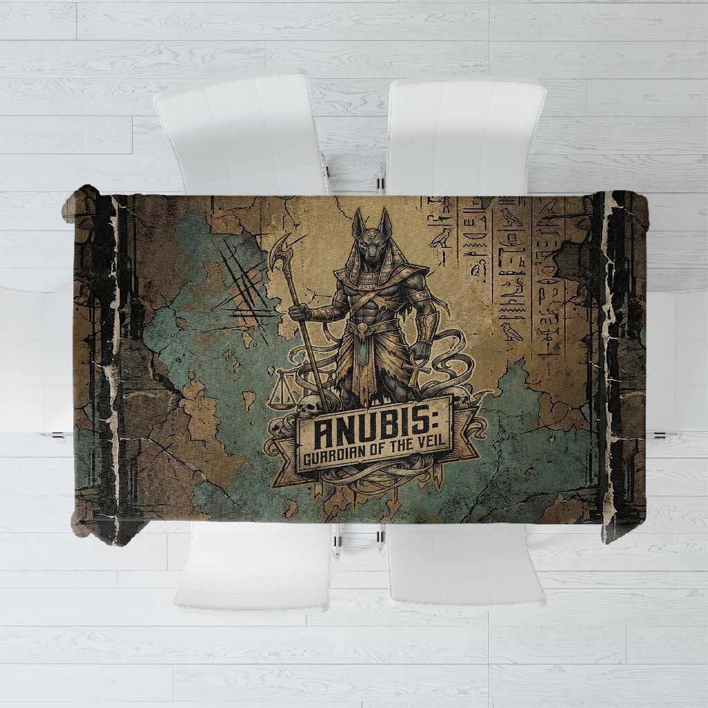 Anubis Tablecloth Ancient Egyptian Aged Papyrus, Scales of Justice, and Egyptian Hieroglyph - Wonder Print Shop