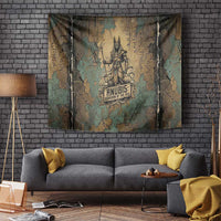 Anubis Tapestry Ancient Egyptian Aged Papyrus, Scales of Justice, and Egyptian Hieroglyph - Wonder Print Shop