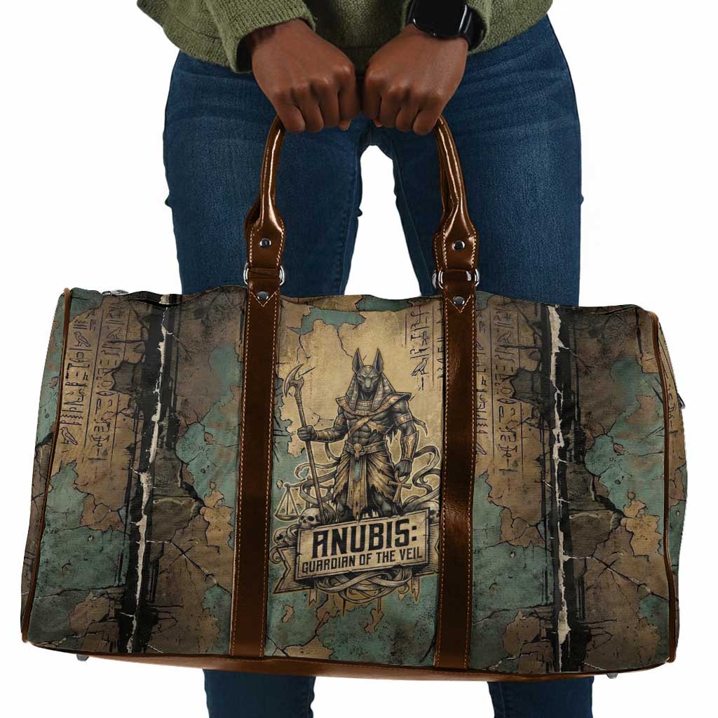 Anubis Travel Bag Ancient Egyptian Aged Papyrus, Scales of Justice, and Egyptian Hieroglyph - Wonder Print Shop