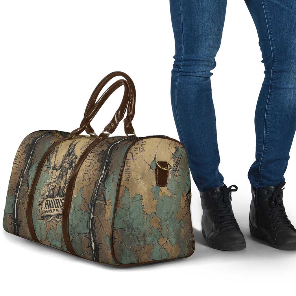 Anubis Travel Bag Ancient Egyptian Aged Papyrus, Scales of Justice, and Egyptian Hieroglyph - Wonder Print Shop