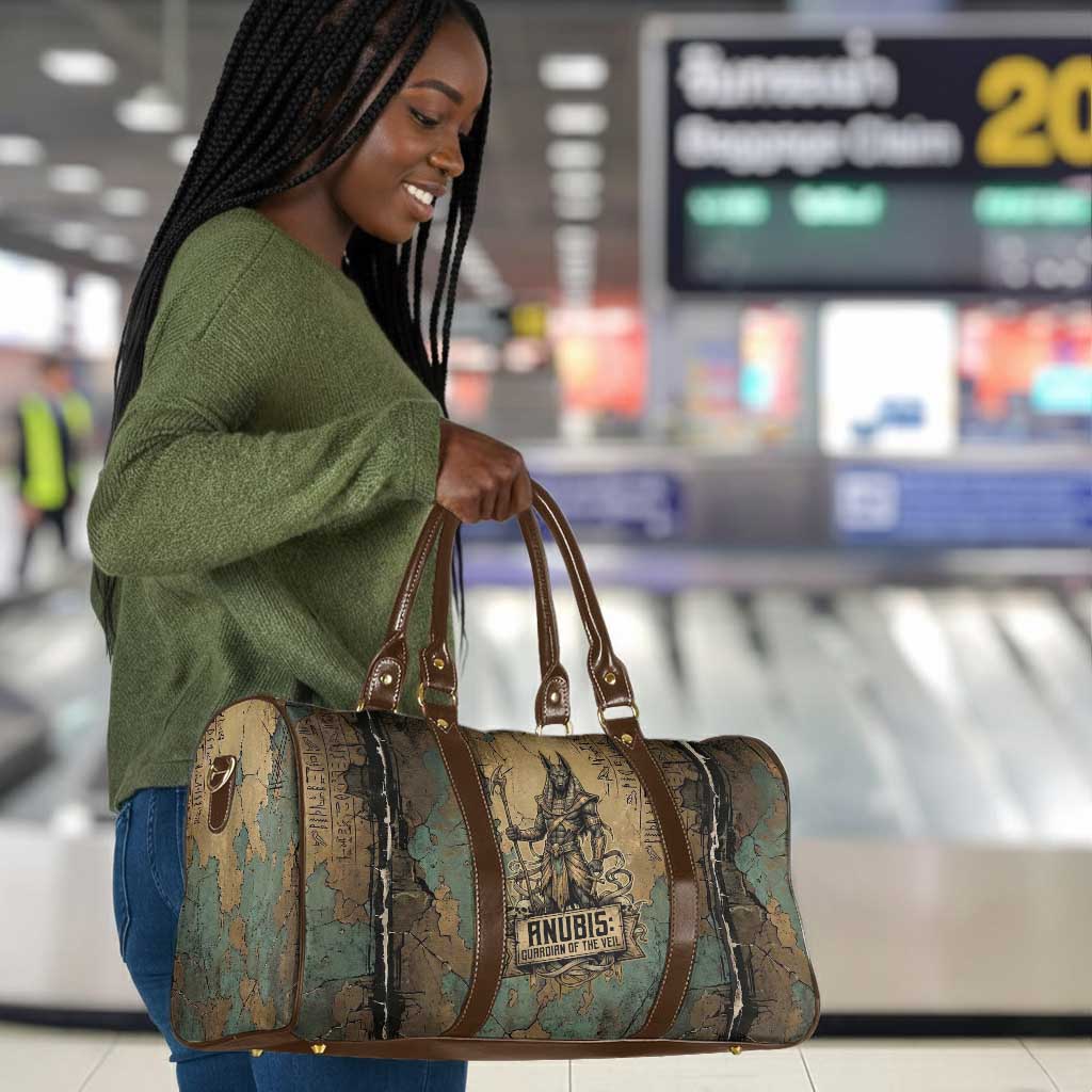 Anubis Travel Bag Ancient Egyptian Aged Papyrus, Scales of Justice, and Egyptian Hieroglyph - Wonder Print Shop