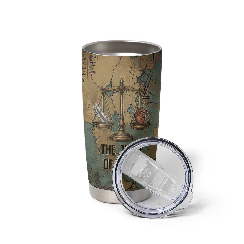 Anubis Tumbler Cup Ancient Egyptian Aged Papyrus, Scales of Justice, and Egyptian Hieroglyph - Wonder Print Shop