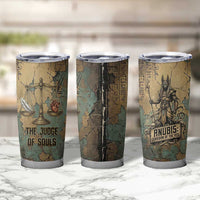 Anubis Tumbler Cup Ancient Egyptian Aged Papyrus, Scales of Justice, and Egyptian Hieroglyph - Wonder Print Shop