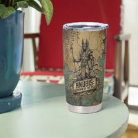 Anubis Tumbler Cup Ancient Egyptian Aged Papyrus, Scales of Justice, and Egyptian Hieroglyph - Wonder Print Shop