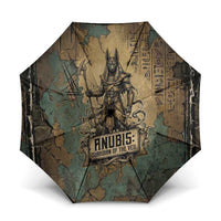 Anubis Umbrella Ancient Egyptian Aged Papyrus, Scales of Justice, and Egyptian Hieroglyph - Wonder Print Shop