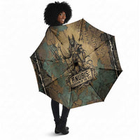 Anubis Umbrella Ancient Egyptian Aged Papyrus, Scales of Justice, and Egyptian Hieroglyph - Wonder Print Shop