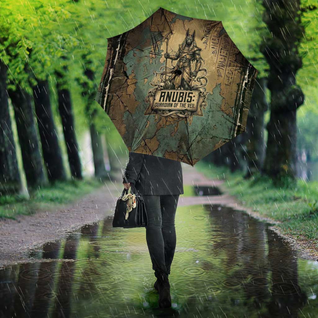 Anubis Umbrella Ancient Egyptian Aged Papyrus, Scales of Justice, and Egyptian Hieroglyph - Wonder Print Shop