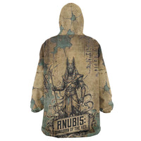 Anubis Wearable Blanket Hoodie Ancient Egyptian Aged Papyrus, Scales of Justice, and Egyptian Hieroglyph - Wonder Print Shop