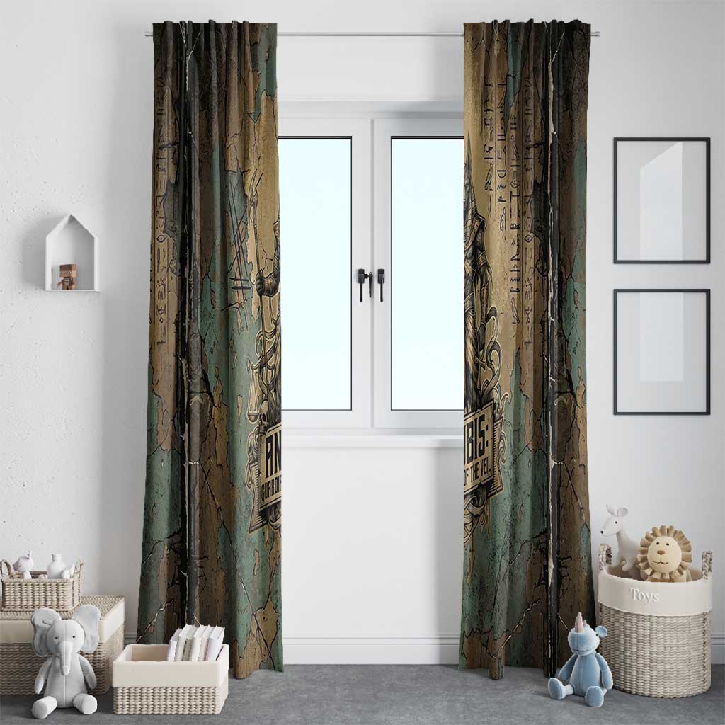 Anubis Window Curtain Ancient Egyptian Aged Papyrus, Scales of Justice, and Egyptian Hieroglyph - Wonder Print Shop