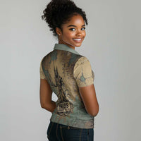 Anubis Women Polo Shirt Ancient Egyptian Aged Papyrus, Scales of Justice, and Egyptian Hieroglyph - Wonder Print Shop