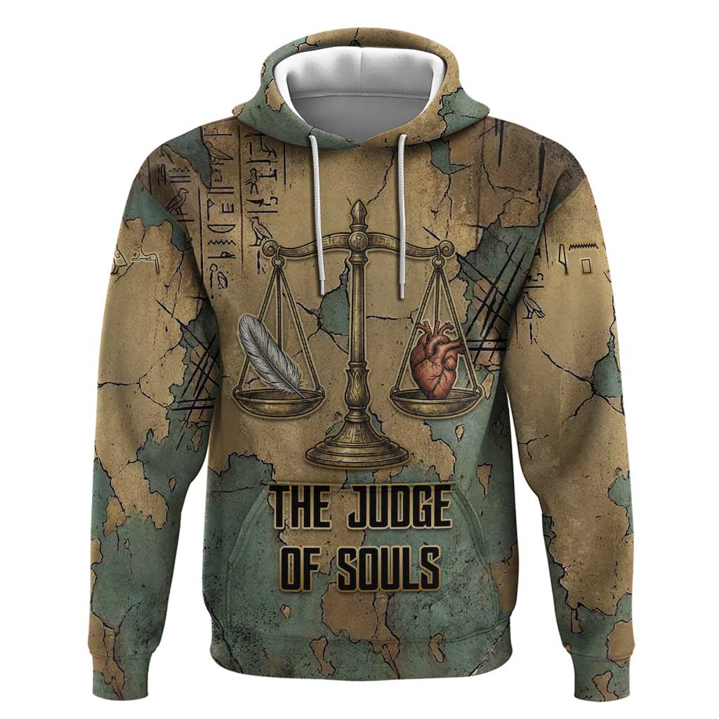 Anubis Zip Hoodie Ancient Egyptian Aged Papyrus, Scales of Justice, and Egyptian Hieroglyph - Wonder Print Shop