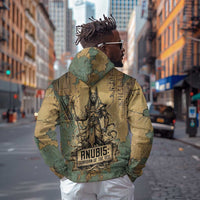 Anubis Zip Hoodie Ancient Egyptian Aged Papyrus, Scales of Justice, and Egyptian Hieroglyph - Wonder Print Shop