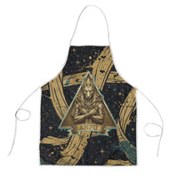 Anubis Ancient Egyptian Apron with Starry Mummy Wrap Pattern, Anubis Warrior Illustration, and Pyramid - Wonder Print Shop