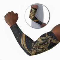 Anubis Ancient Egyptian Arm Sleeves with Starry Mummy Wrap Pattern, Anubis Warrior Illustration, and Pyramid - Wonder Print Shop