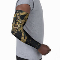 Anubis Ancient Egyptian Arm Sleeves with Starry Mummy Wrap Pattern, Anubis Warrior Illustration, and Pyramid - Wonder Print Shop