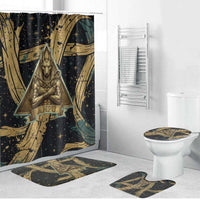 Anubis Ancient Egyptian Bathroom Set with Starry Mummy Wrap Pattern, Anubis Warrior Illustration, and Pyramid - Wonder Print Shop