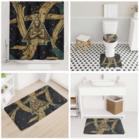 Anubis Ancient Egyptian Bathroom Set with Starry Mummy Wrap Pattern, Anubis Warrior Illustration, and Pyramid - Wonder Print Shop