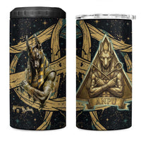 Anubis Ancient Egyptian 4 in 1 Can Cooler Tumbler with Starry Mummy Wrap Pattern, Anubis Warrior Illustration, and Pyramid - Wonder Print Shop